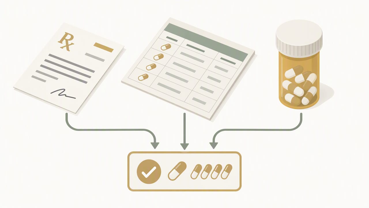 Prescription records matched to medication quantity
